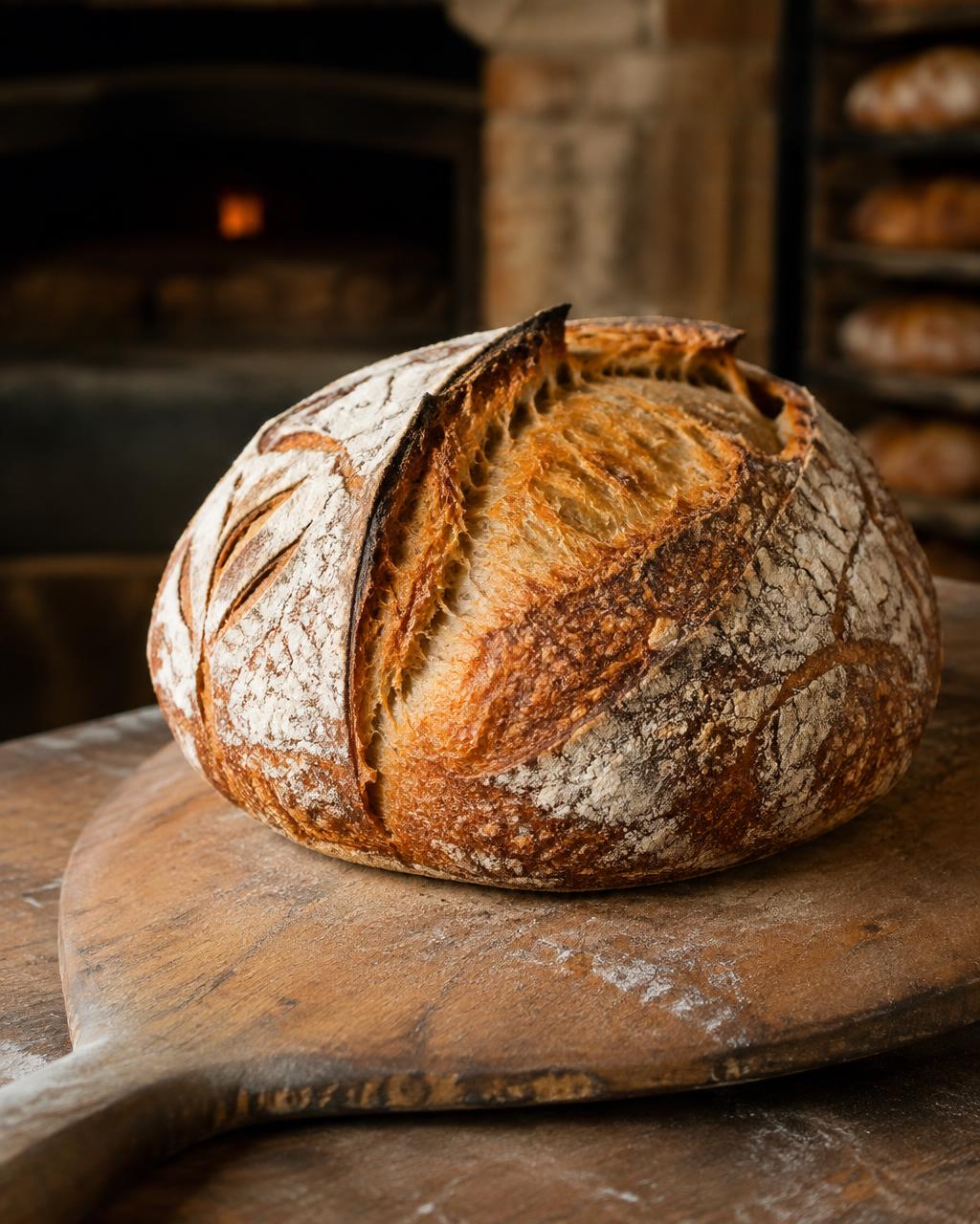 Sourdough loaves on a board